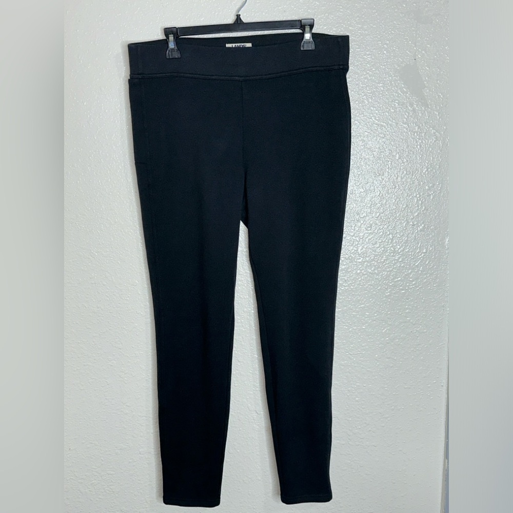 Lands End Leggings Adult Large 14-16 Black Serious Sweats Warm Bottoms Womens